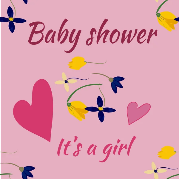 Baby girl shower card. Arrival card. Vector — Stock Vector