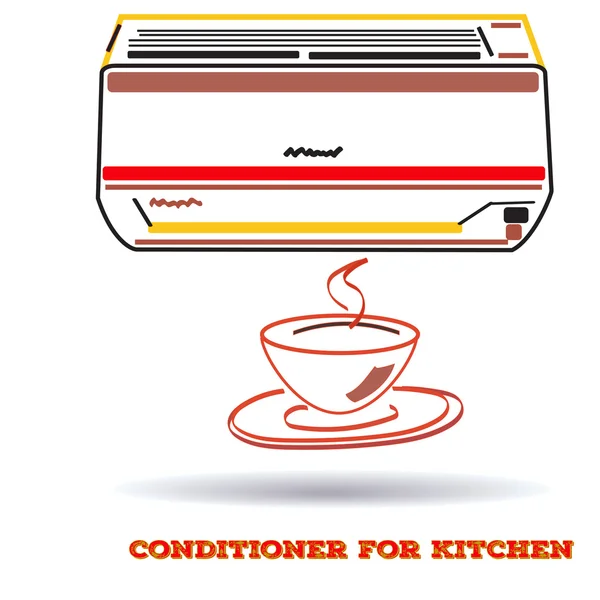 Air conditioner icon for kitchen  in flat line style, vector — Stock Vector