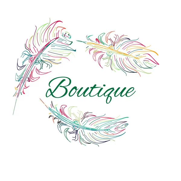 Vector. Obra dibujada a mano. concepto para invitaciones a la tienda, tarjetas, entradas, felicitaciones, marca, logotipo boutique, etiqueta . — Vector de stock