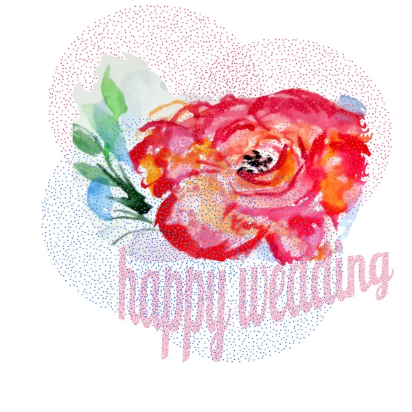 Invito di nozze con acquerello rosa — Vettoriale Stock