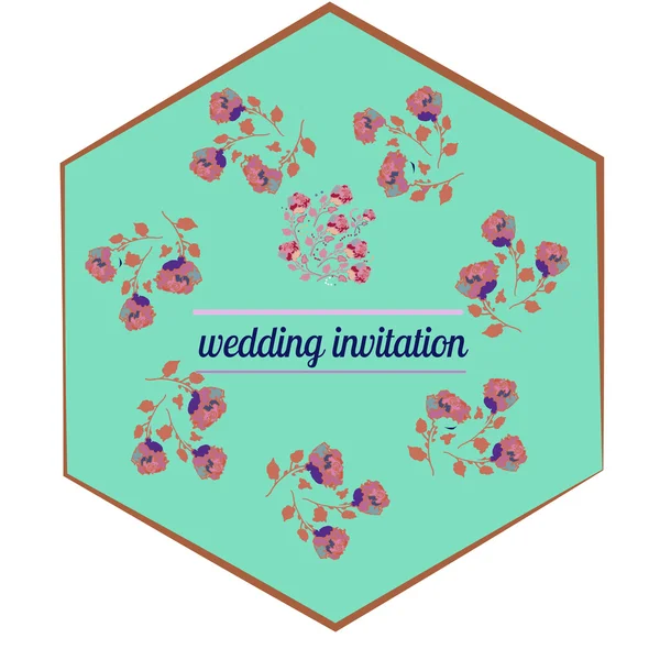 Rosa en colores brillantes en estilo de dibujos animados para la tarjeta de boda — Vector de stock