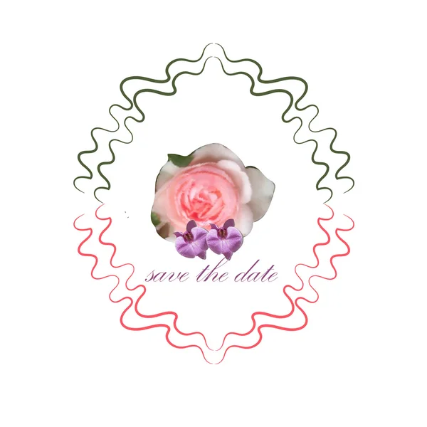 Rosa en colores brillantes en estilo de dibujos animados para la tarjeta de boda — Vector de stock