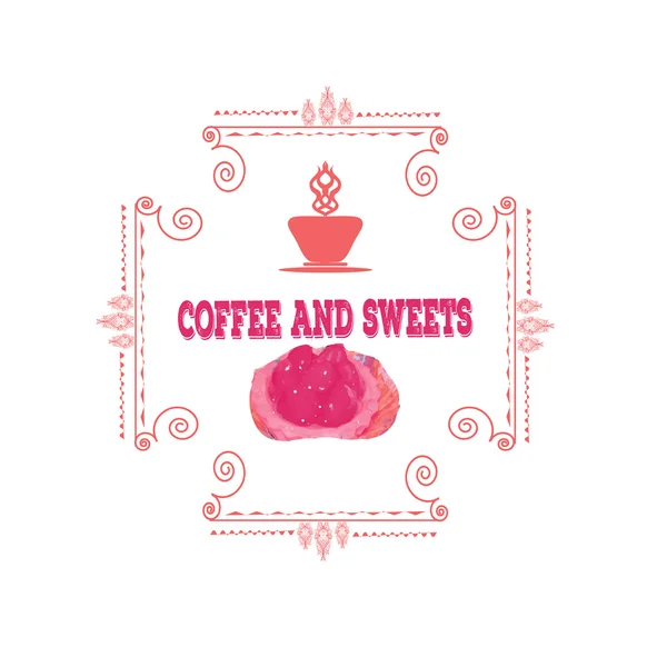 Iconos decorativos de café con bebida y postres dulces ilustración vectorial aislado — Archivo Imágenes Vectoriales