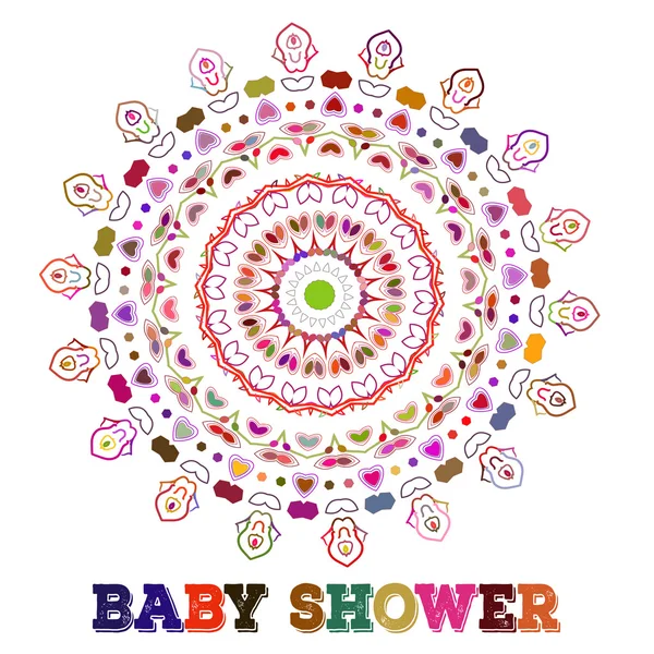 Vector baby shower. Symmetry circle shape child decoration. or birthday invitation template. — Stock Vector