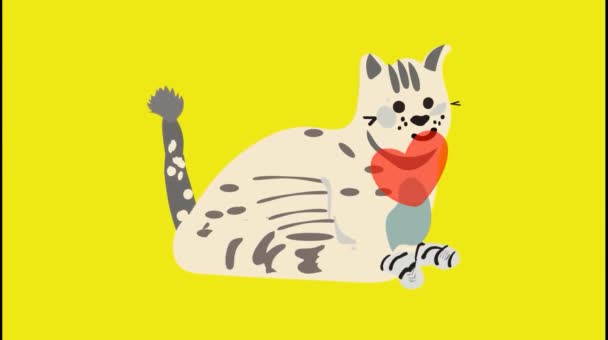 Mignon chat wih coeur HD animation écran fond - chat Charmant animal pour les enfants vidéos - chaton — Video