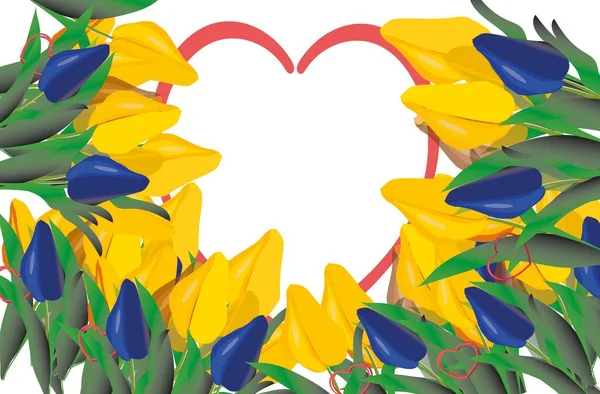 Realistische bunte Tulpen in isoliertem Hintergrund. Illustration — Stockfoto