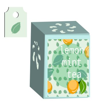 Limon ve nane arkaplanındaki logo konsepti için tasarım elemanı. Vektör el harfleri kapağı