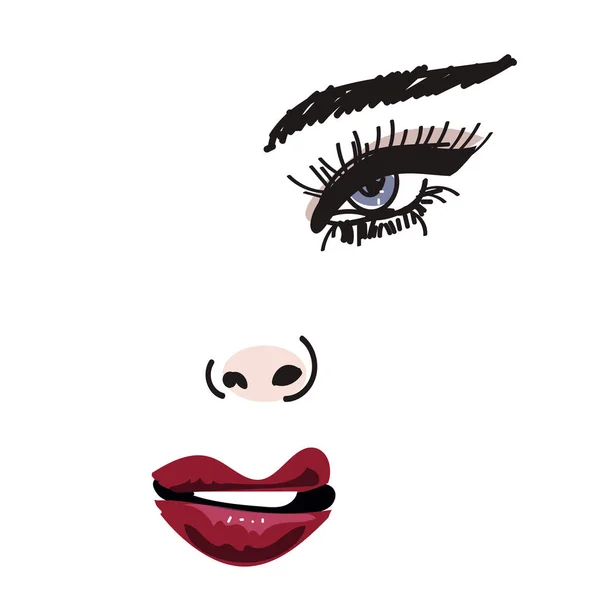 Sexy cara femenina con maquillaje vívido — Vector de stock