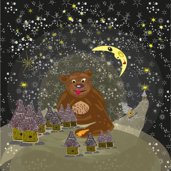 Ilustración de oso y miel dibujados a mano — Foto de Stock