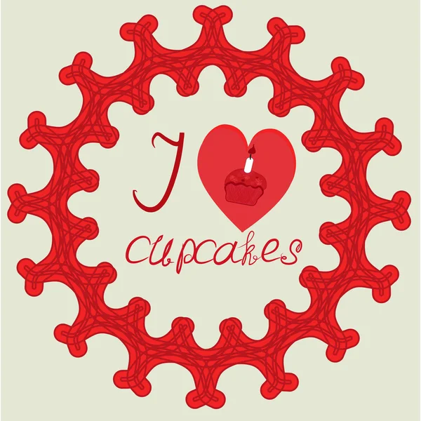 Día de San Valentín cupcake icono plano, eps10 — Archivo Imágenes Vectoriales