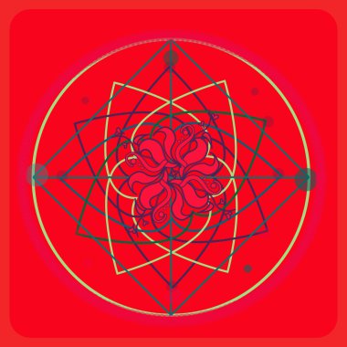 Kutsal geometri, çiçek aşk vektör çizim kartpostal için afiş