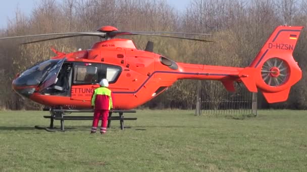 Cologne , Germany - February 2015 : EC - 135 Helicopter start up — Stock Video