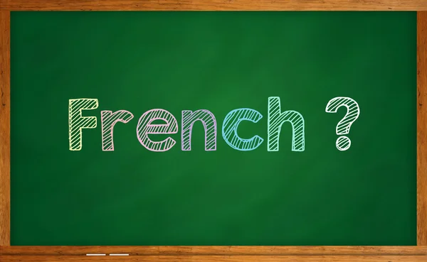 Learning language -  French word written on chalkboard