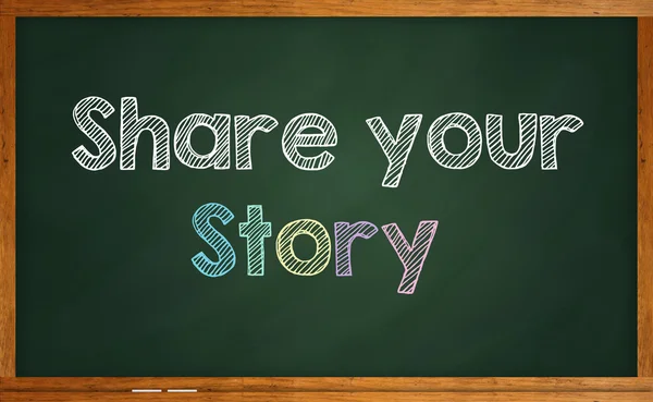 Motivační citát "Share Your Story" napsané na tabuli — Stock fotografie