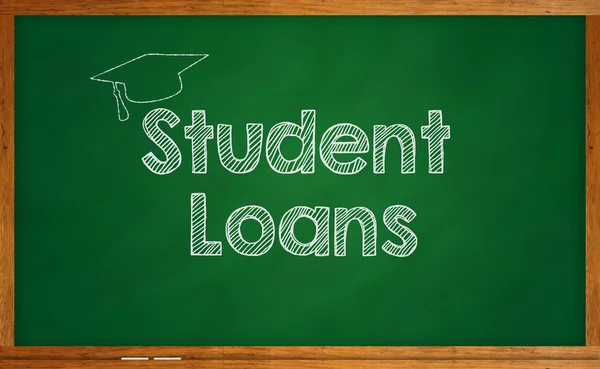 Word student loans written on chalkboard — Stock Photo, Image