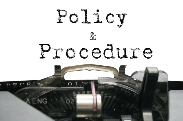 Policy & Procedure on typewriter — Stock Photo, Image