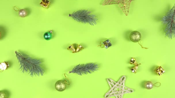 Рождественский Абстрактный Рисунок 360 Градусов Вращения Ветви Елки Звезда Подарочная — стоковое видео