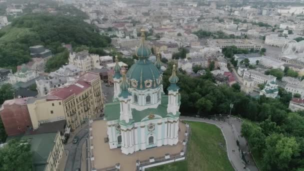 Kyiv Podil Andrew Kilisesi Nin Tarihi Bölgesinin Panoraması Ukrayna Nın — Stok video