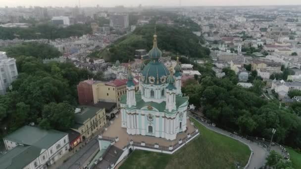 Kyiv Podil Andrew Kilisesi Nin Tarihi Bölgesinin Panoraması Ukrayna Nın — Stok video