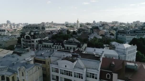 Panorama Historycznej Dzielnicy Kijowa Podil Architektura Stolicy Ukrainy Widok Drona — Wideo stockowe