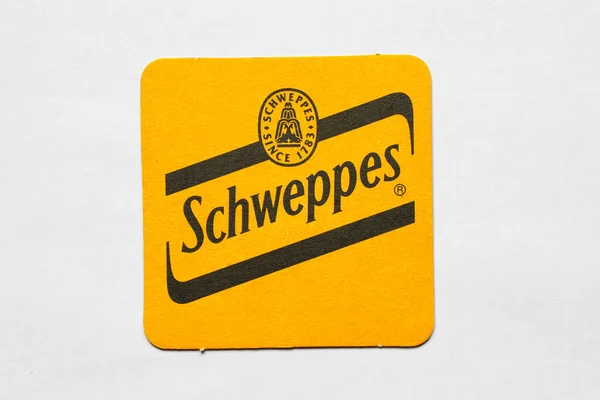 Ancara Turquia 2021 Coaster Schweppes Vintage Isolado Fundo Branco — Fotografia de Stock