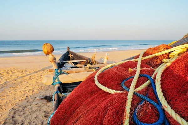 Röd fiske net, Goa, Indien — Stockfoto