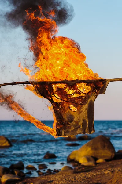 T-shirt in flame — Stock Photo, Image