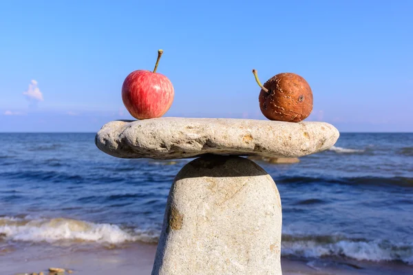 Manzanas frescas sobre piedras —  Fotos de Stock