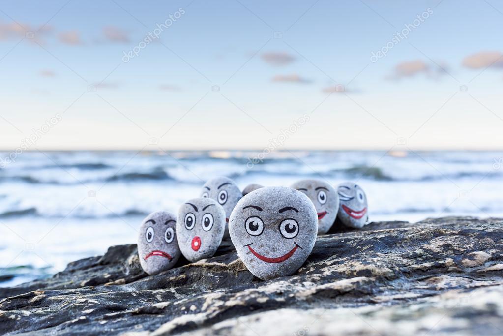 Smileys on pebbles 