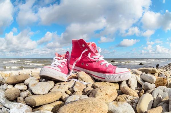 Zapatillas textiles rosadas — Foto de Stock