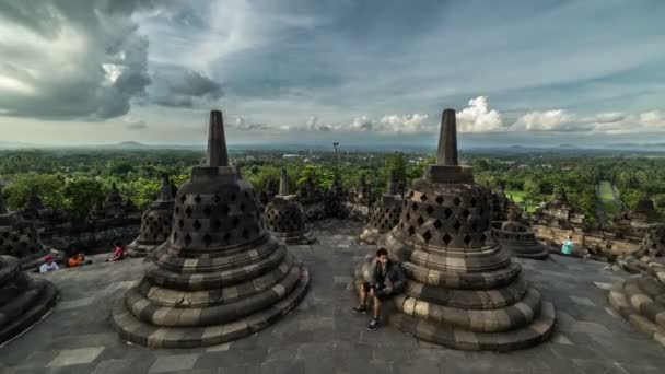 Örökség Buddist templom Borobudur komplex Yogyakarta, Java, Indonézia. 4 k Timelapse - Java, Indonézia, 2016. június. — Stock videók