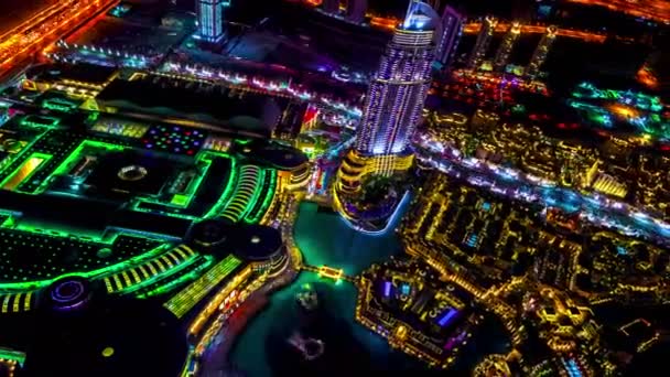 Ddubai fountain show at night — Stock Video