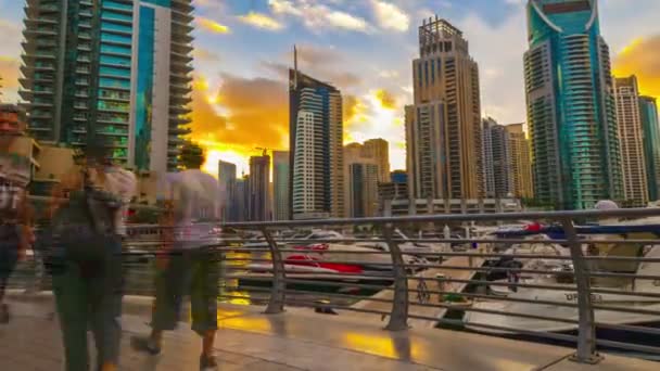 Dubai Marina nubes puesta de sol — Vídeos de Stock