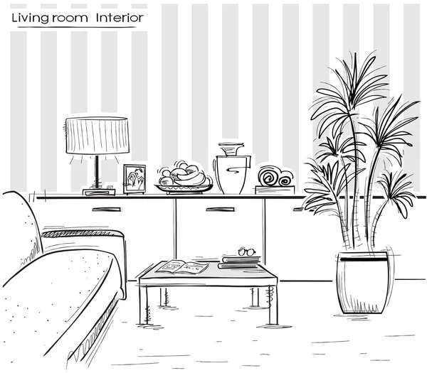  Salon tasarım iç. Vektör kara el çizim illust
