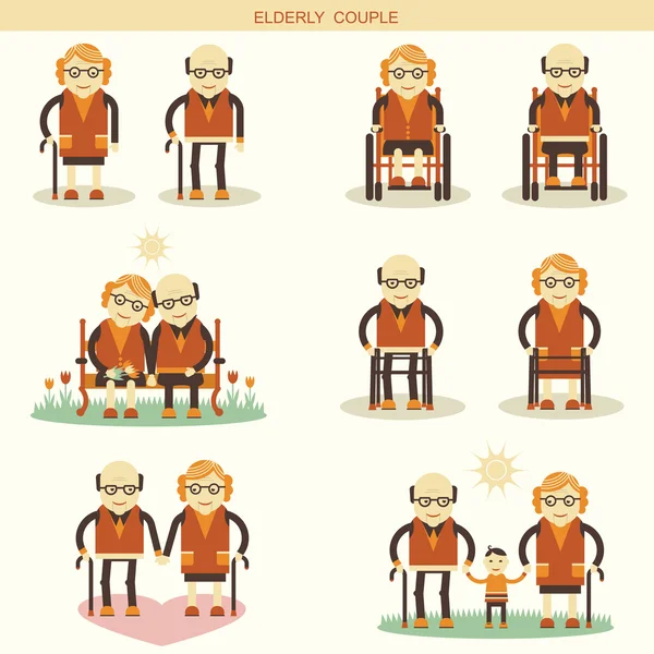 Old people life.Vector icons isolated — Stock Illustration Old people life.Vector icons isolated Royalty Free Stock Illustrations