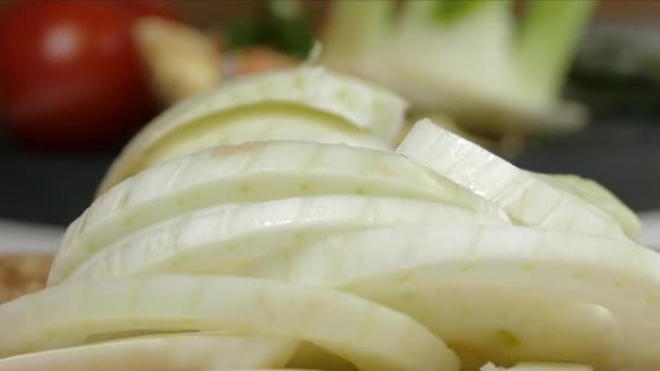 Fennel chopping close up — Stock Video