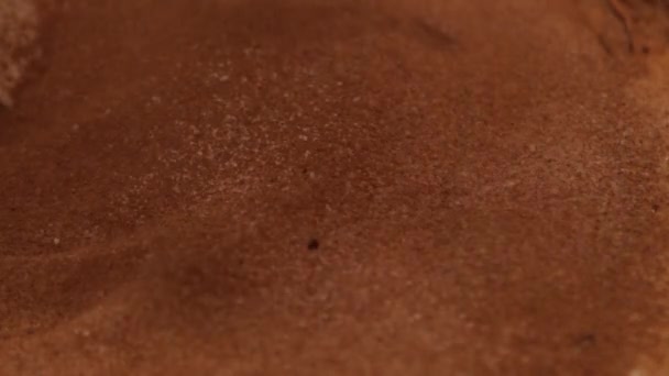 Beregening een bloem en cacao mix in een kom in slow motion close-up — Stockvideo