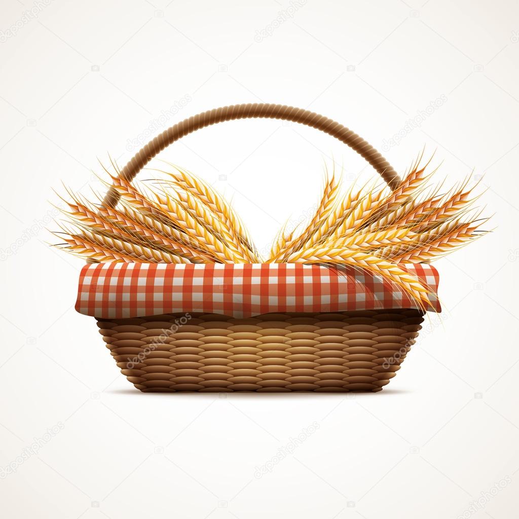 Wheat in wicker basket
