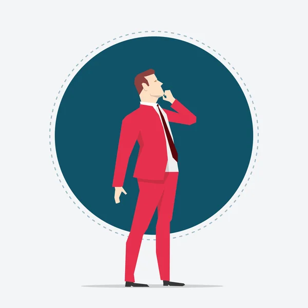 Homme d'affaires en costume rouge pensée — Image vectorielle