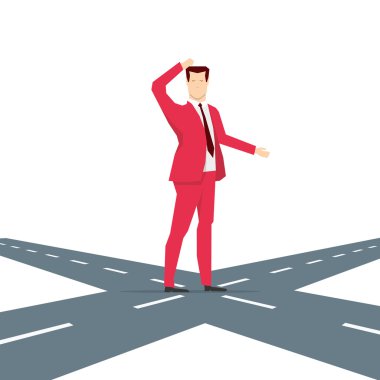 Kırmızı kostümlü işadamı seçim