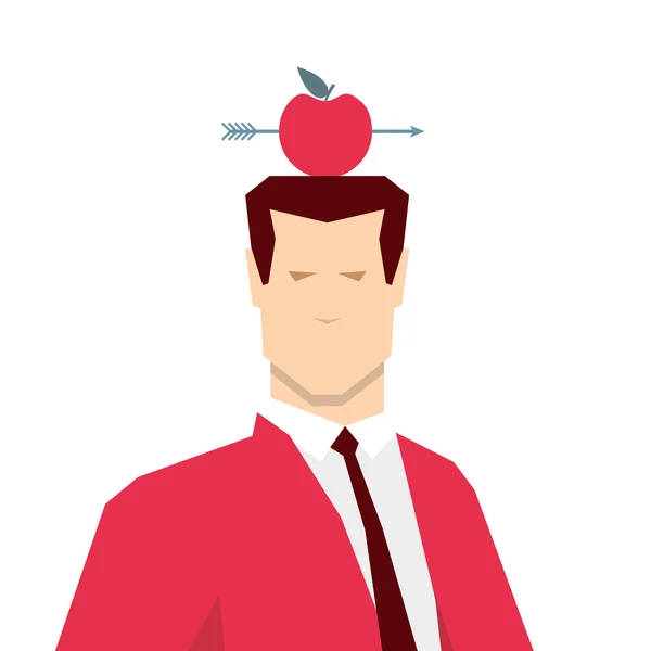 Κόκκινο κοστούμι επιχειρηματίας και μήλο — Διανυσματικό Αρχείο