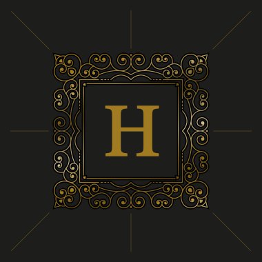 Zarif vektör çerçeve ve amblem şablonu