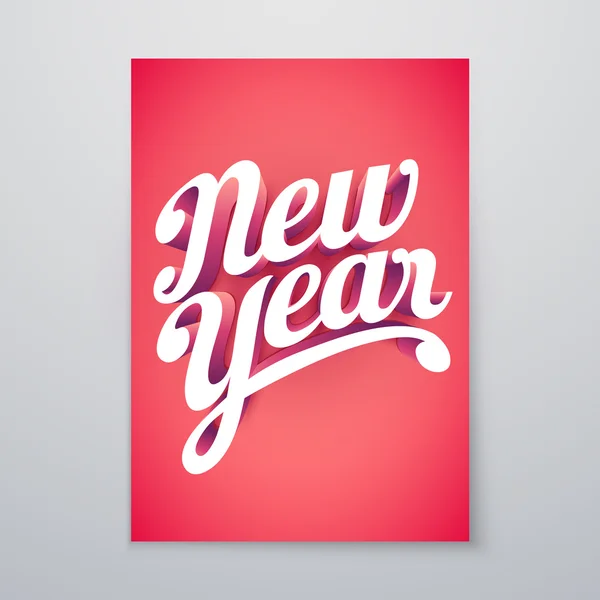 Nový rok 3d ruční písmo typografie plakátu — Stockový vektor