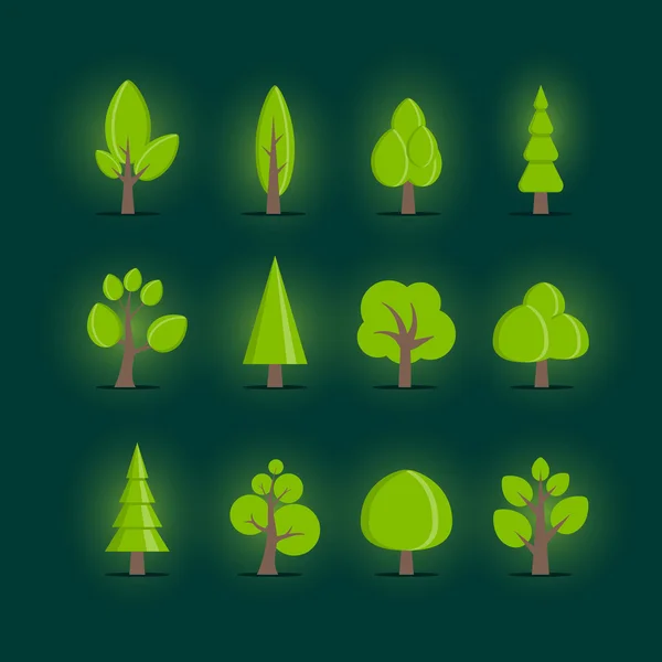 Vector various tree collection. — Stock Vector