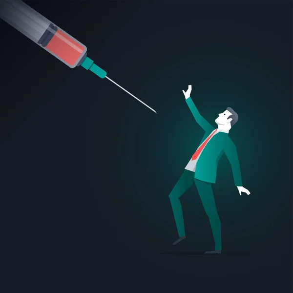 Persoon Die Bang Voor Het Vaccin Weigerde Door Zijn Handen — Stockvector