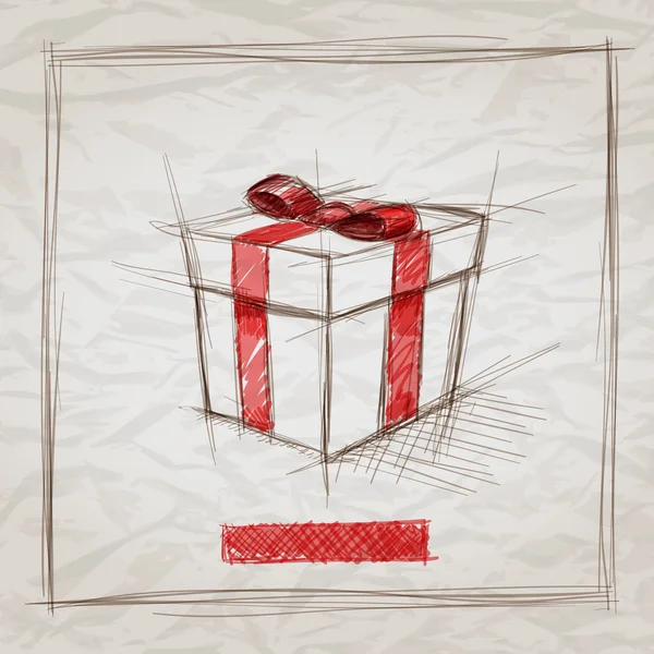 Croquis de boîte cadeau — Image vectorielle