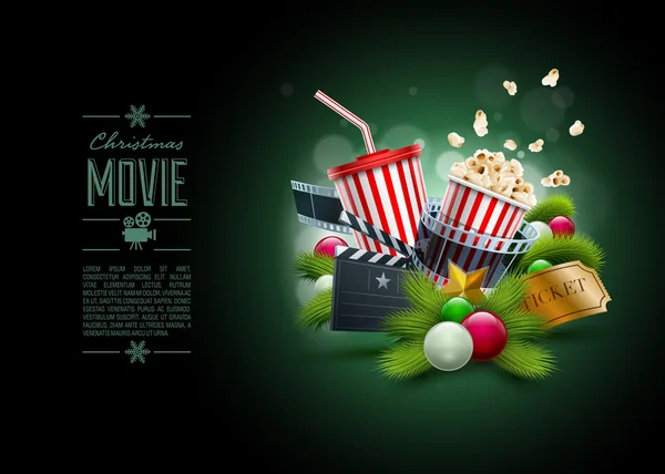 Concepto de película de Navidad — Vector de stock