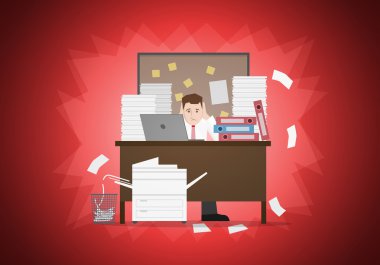 Stressful businessman in office clipart