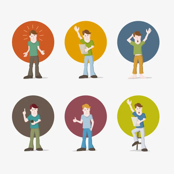 Set of young casual man — Stock Vector