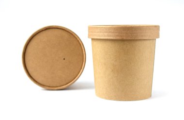  Yiyecek, içecek ve çay için çevre dostu kutular. Beyaz arkaplan ile izole edilmiş. Sıfır atık